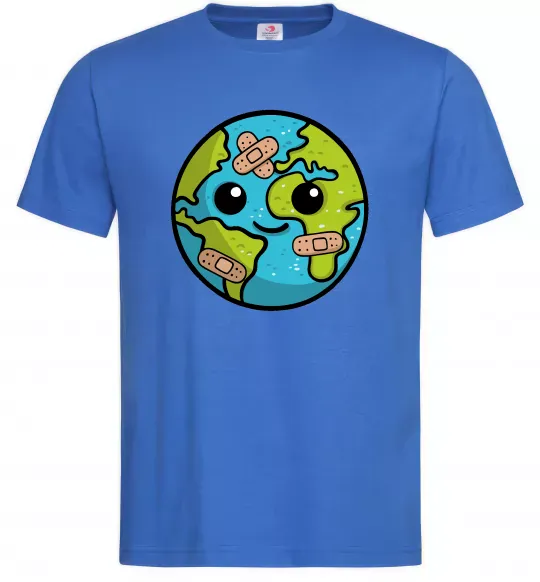 Чоловіча футболка Земля заклеєна пластирями Яскраво-синій фото