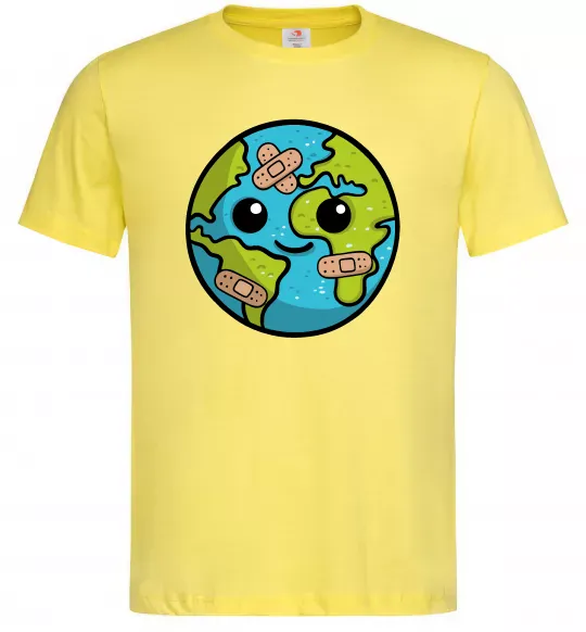 Чоловіча футболка Земля заклеєна пластирями Лимонний фото