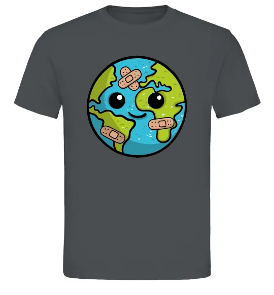 Чоловіча футболка Земля заклеєна пластирями Графіт фото