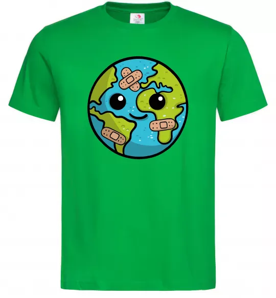 Чоловіча футболка Земля заклеєна пластирями Зелений фото