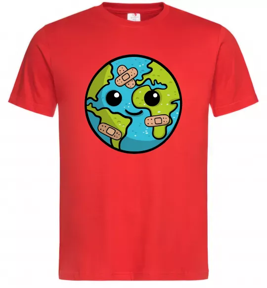 Чоловіча футболка Земля заклеєна пластирями Червоний фото