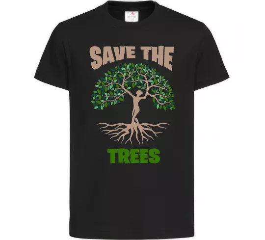 Детская футболка Save the trees Черный фото