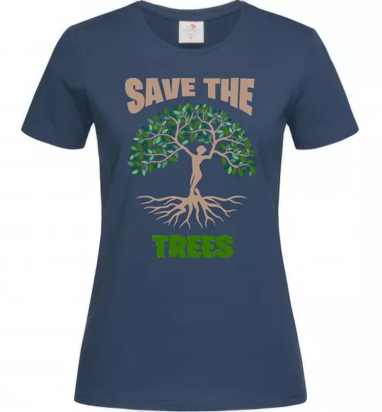 Женская футболка Save the trees Темно-синий фото