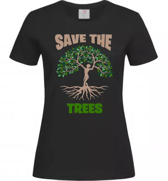 Женская футболка Save the trees Черный фото