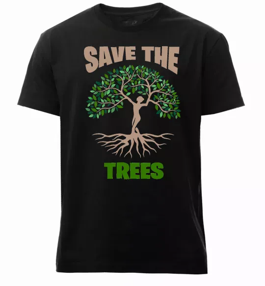 Мужская премиум футболка Save the trees Черный фото
