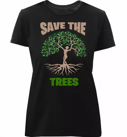 Женская премиум футболка Save the trees Черный фото