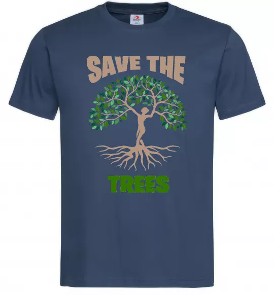 Мужская футболка Save the trees Темно-синий фото