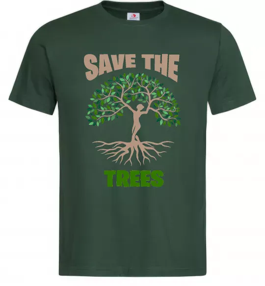 Мужская футболка Save the trees Темно-зеленый фото