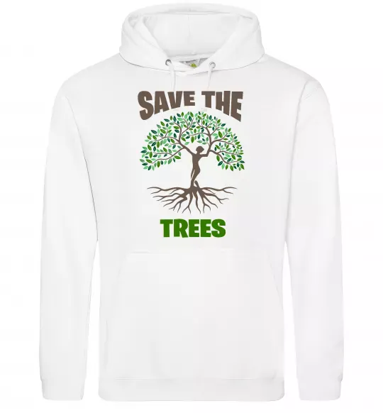 Мужская толстовка (худи) Save the trees Белый фото
