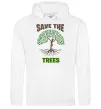 Мужская толстовка (худи) Save the trees Белый фото