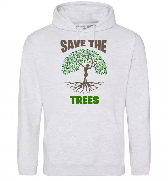 Женская толстовка (худи) Save the trees Серый меланж фото
