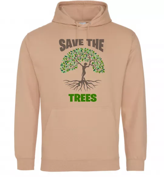 Женская толстовка (худи) Save the trees Песочный фото