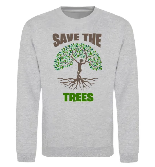 Світшот Save the trees Сірий меланж фото