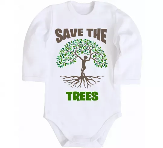 Дитячий бодік Save the trees Білий фото