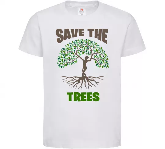 Детская футболка Save the trees Белый фото