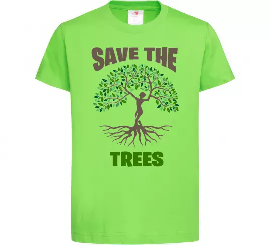 Детская футболка Save the trees Лаймовый фото