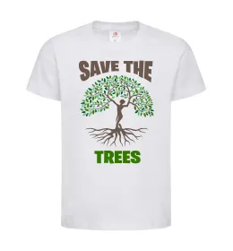 Детская футболка Save the trees Белый фото