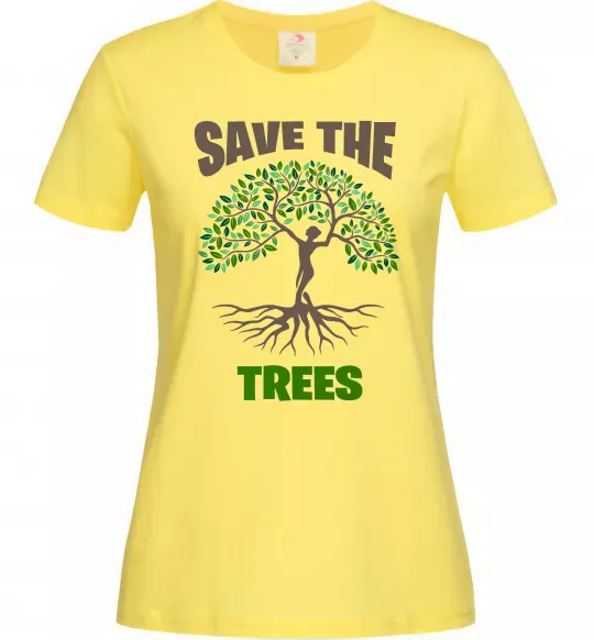 Женская футболка Save the trees Лимонный фото
