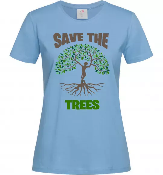 Женская футболка Save the trees Голубой фото