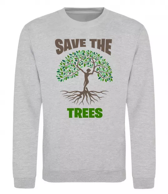 Світшот Save the trees Сірий меланж фото