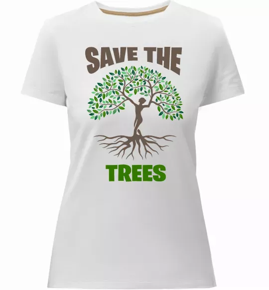 Женская премиум футболка Save the trees Белый фото