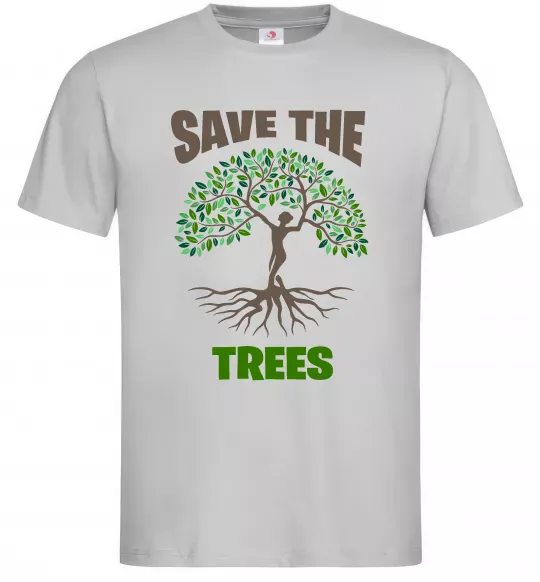 Мужская футболка Save the trees Серый фото