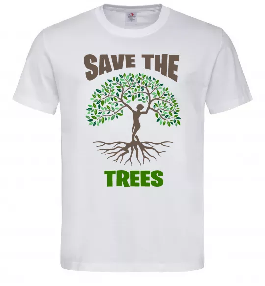 Мужская футболка Save the trees Белый фото