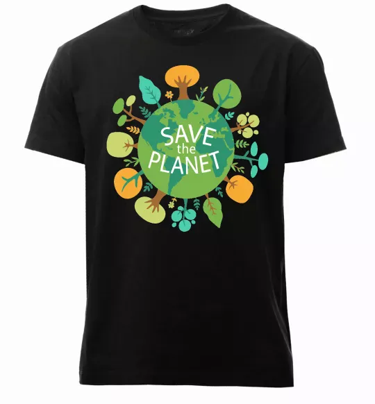 Мужская премиум футболка Save the planet Черный фото