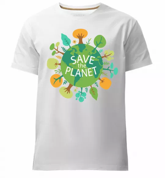 Мужская премиум футболка Save the planet Белый фото