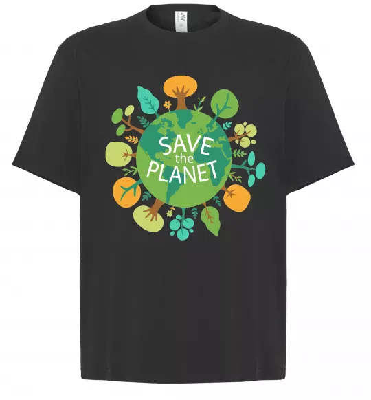 Футболка Оверсайз Save the planet Черный фото