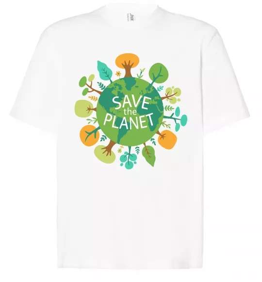 Футболка Оверсайз Save the planet Белый фото