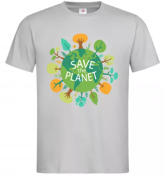 Мужская футболка Save the planet Серый фото