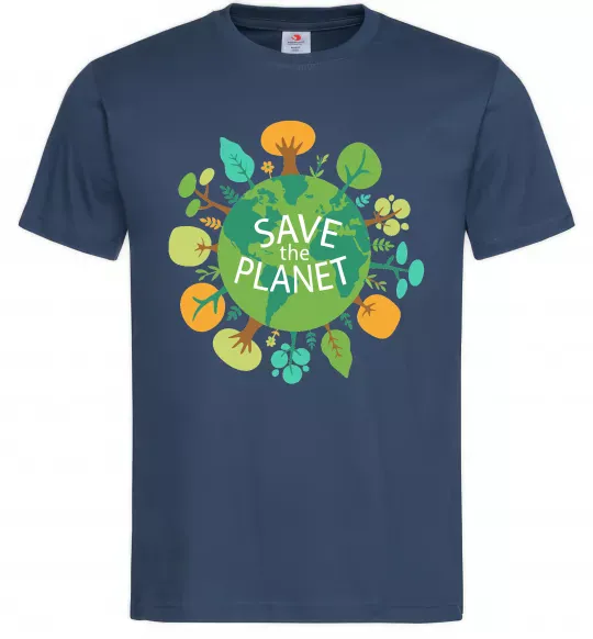 Мужская футболка Save the planet Темно-синий фото