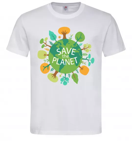 Мужская футболка Save the planet Белый фото