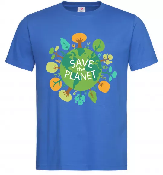 Мужская футболка Save the planet Ярко-синий фото