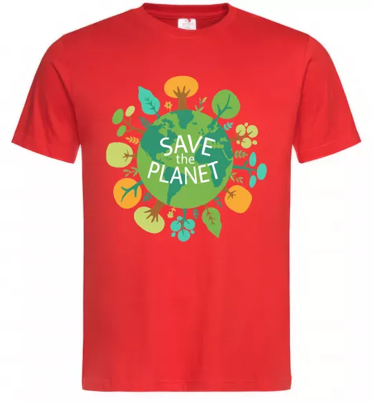 Мужская футболка Save the planet Красный фото