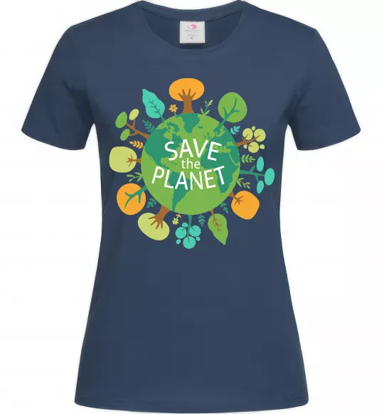 Женская футболка Save the planet Темно-синий фото