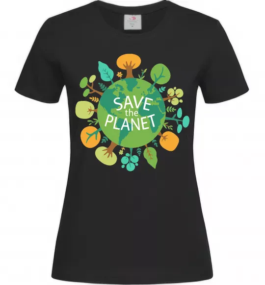 Женская футболка Save the planet Черный фото