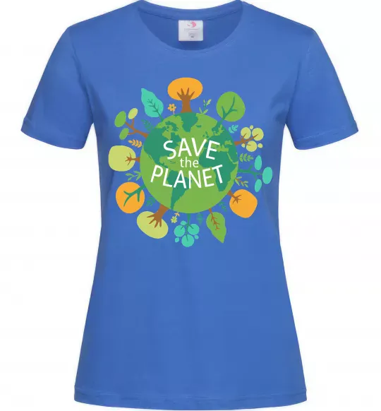 Женская футболка Save the planet Ярко-синий фото
