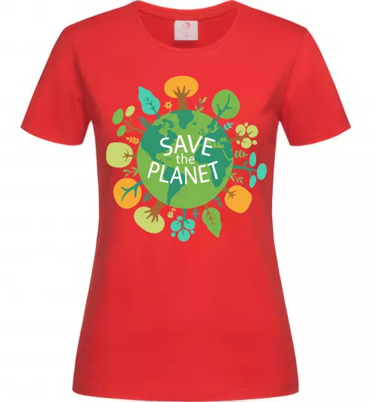 Женская футболка Save the planet Красный фото