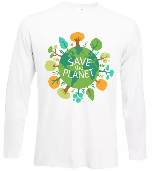 Лонгслів Save the planet Білий фото
