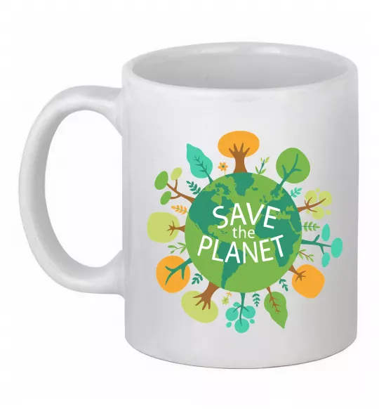 Чашка керамічна Save the planet Білий фото