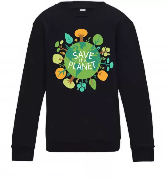 Детский Свитшот Save the planet Черный фото