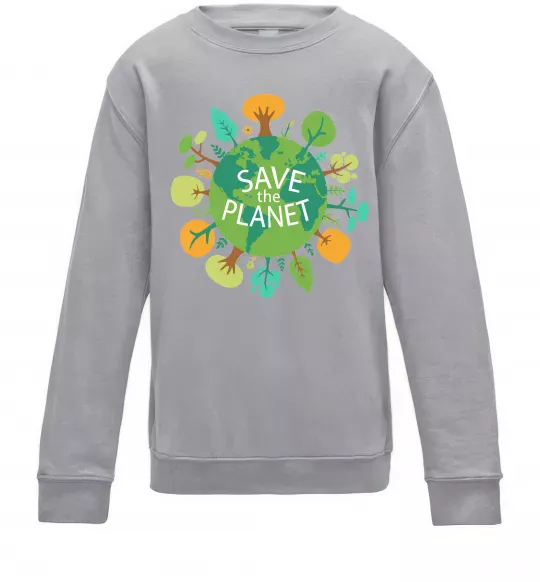 Детский Свитшот Save the planet Серый меланж фото