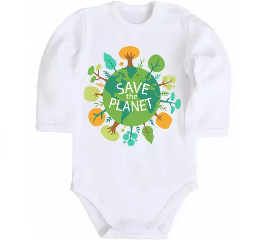 Детский боди Save the planet Белый фото