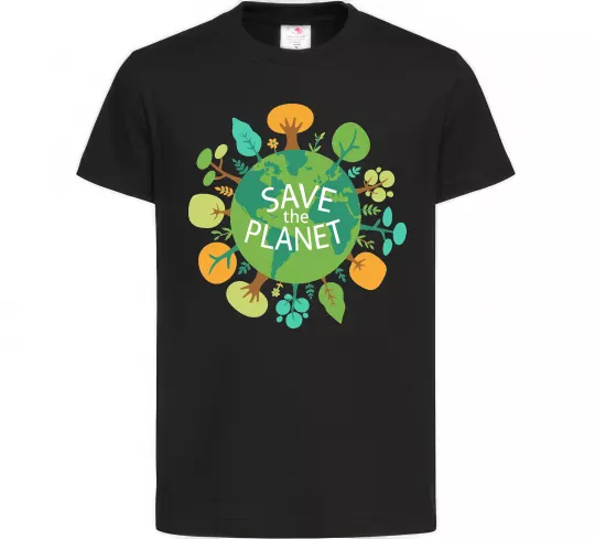 Детская футболка Save the planet Черный фото