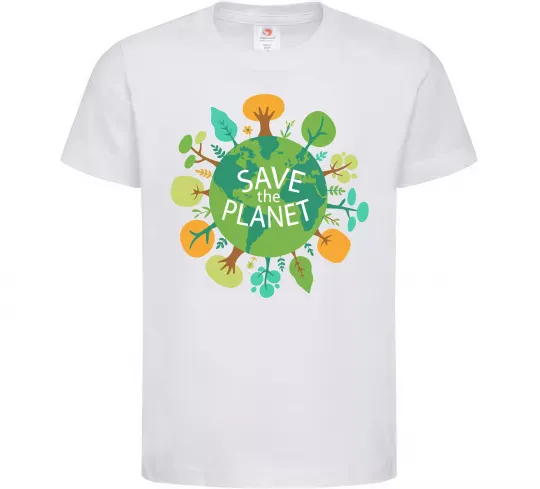 Детская футболка Save the planet Белый фото