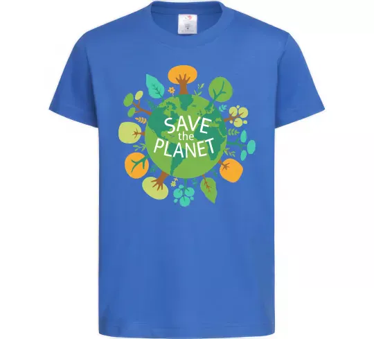 Детская футболка Save the planet Ярко-синий фото