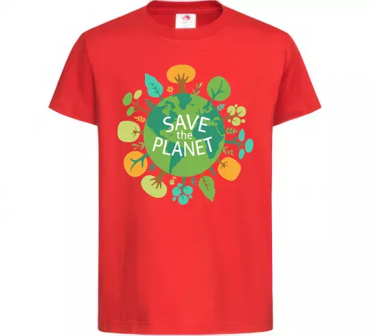 Детская футболка Save the planet Красный фото