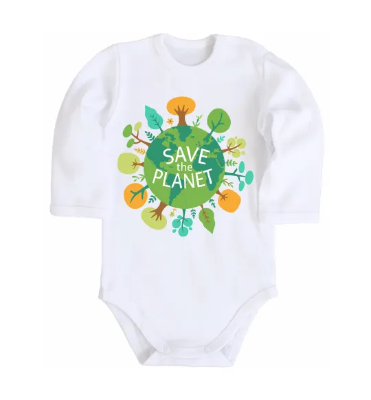 Дитячий бодік Save the planet Білий фото